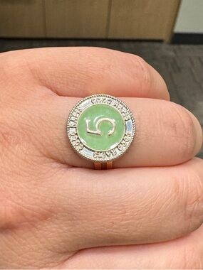 Adjustable Green Enamel Number 5 Cocktail Ring - Women's Fashion Jewelry